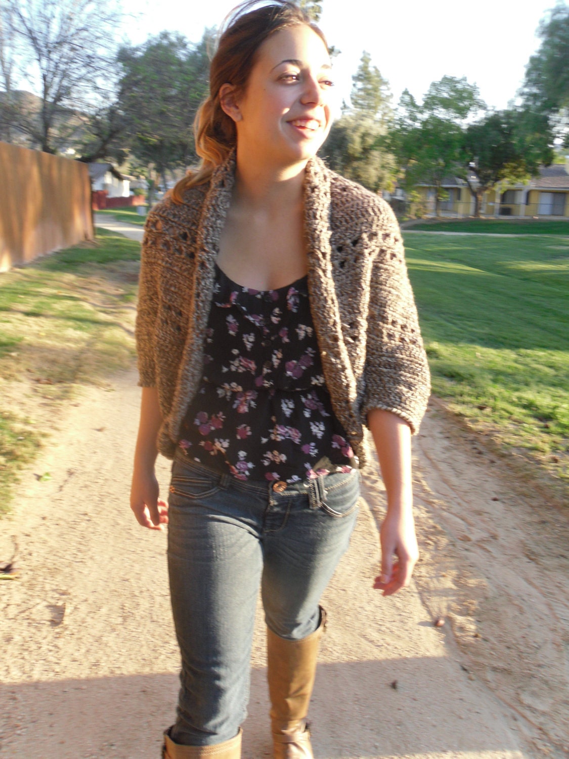 PDF PATTERN Crochet Shrug Cardigan Shawl w/Sleeves Easy/Beginner