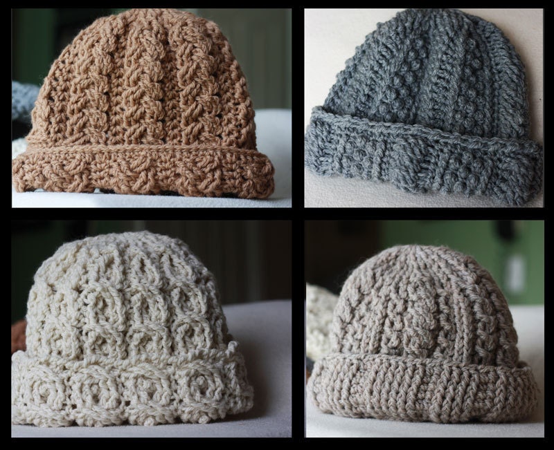 Canyon River Cable Hats Crochet Pattern - 4 Striking Cable Designs
