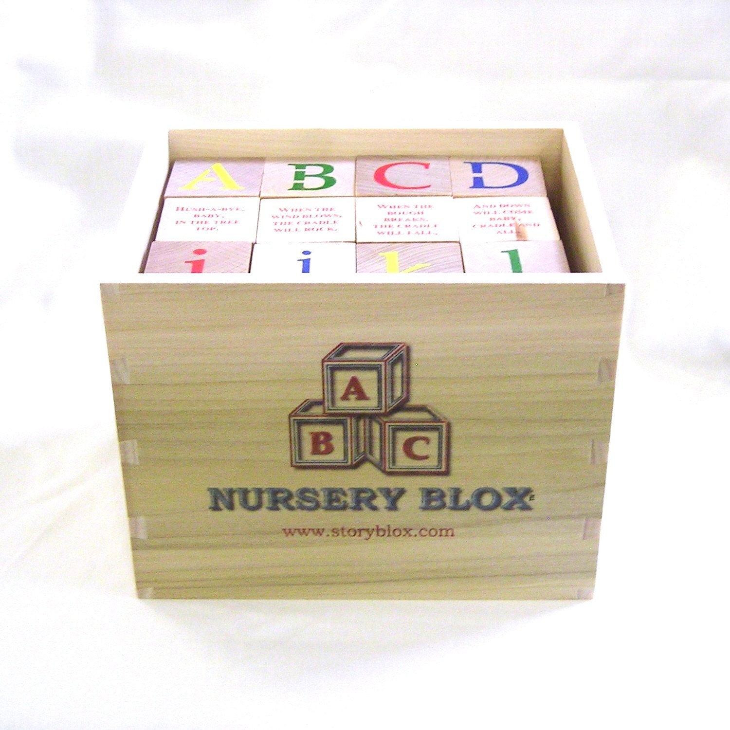 NurseryBlox - 36 Wooden Alphabet Blocks with Classic Nursery Rhymes
