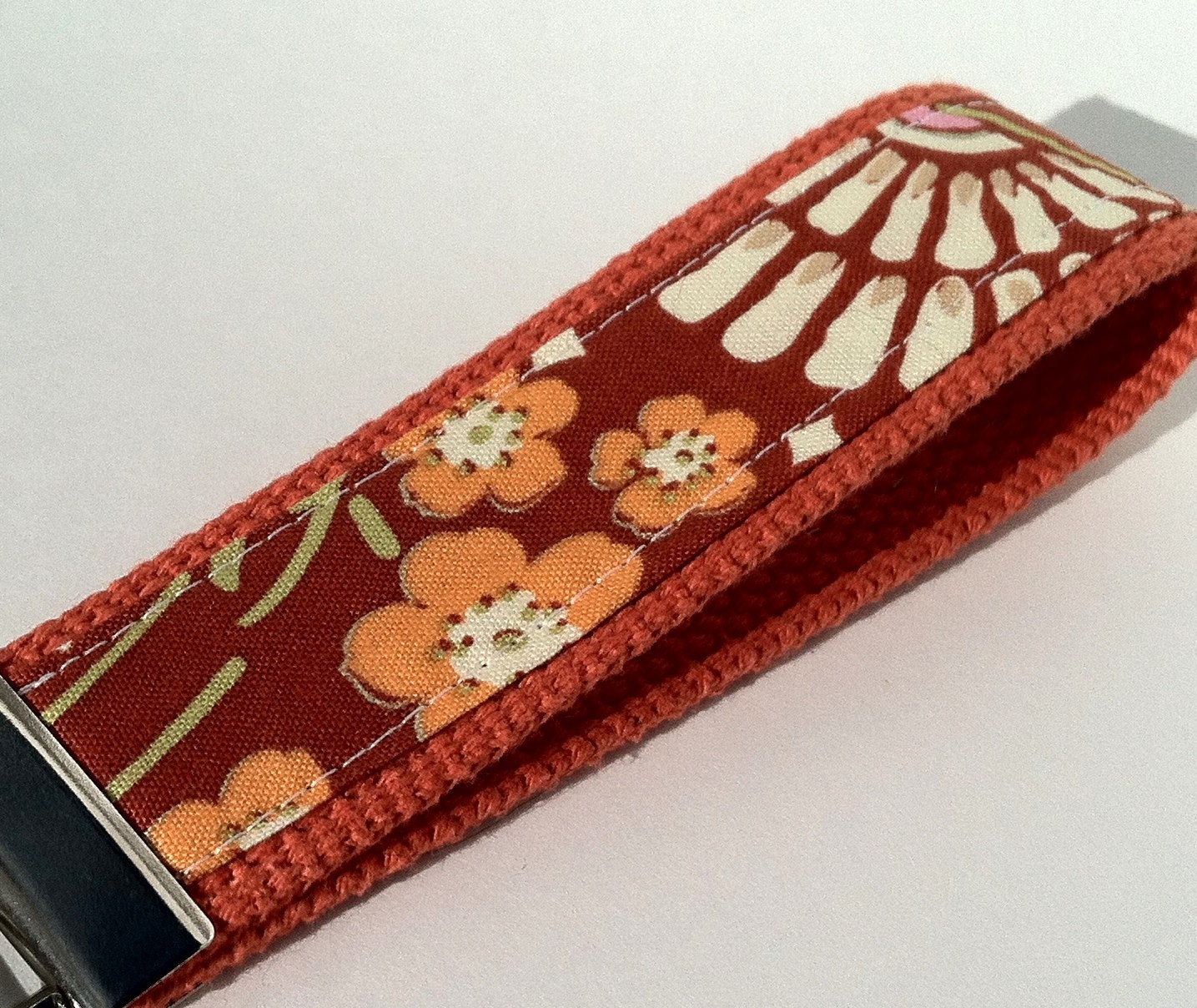 Keychain Wristlet - Amy Butler's Geisha Fans on Orange - Ready to Ship