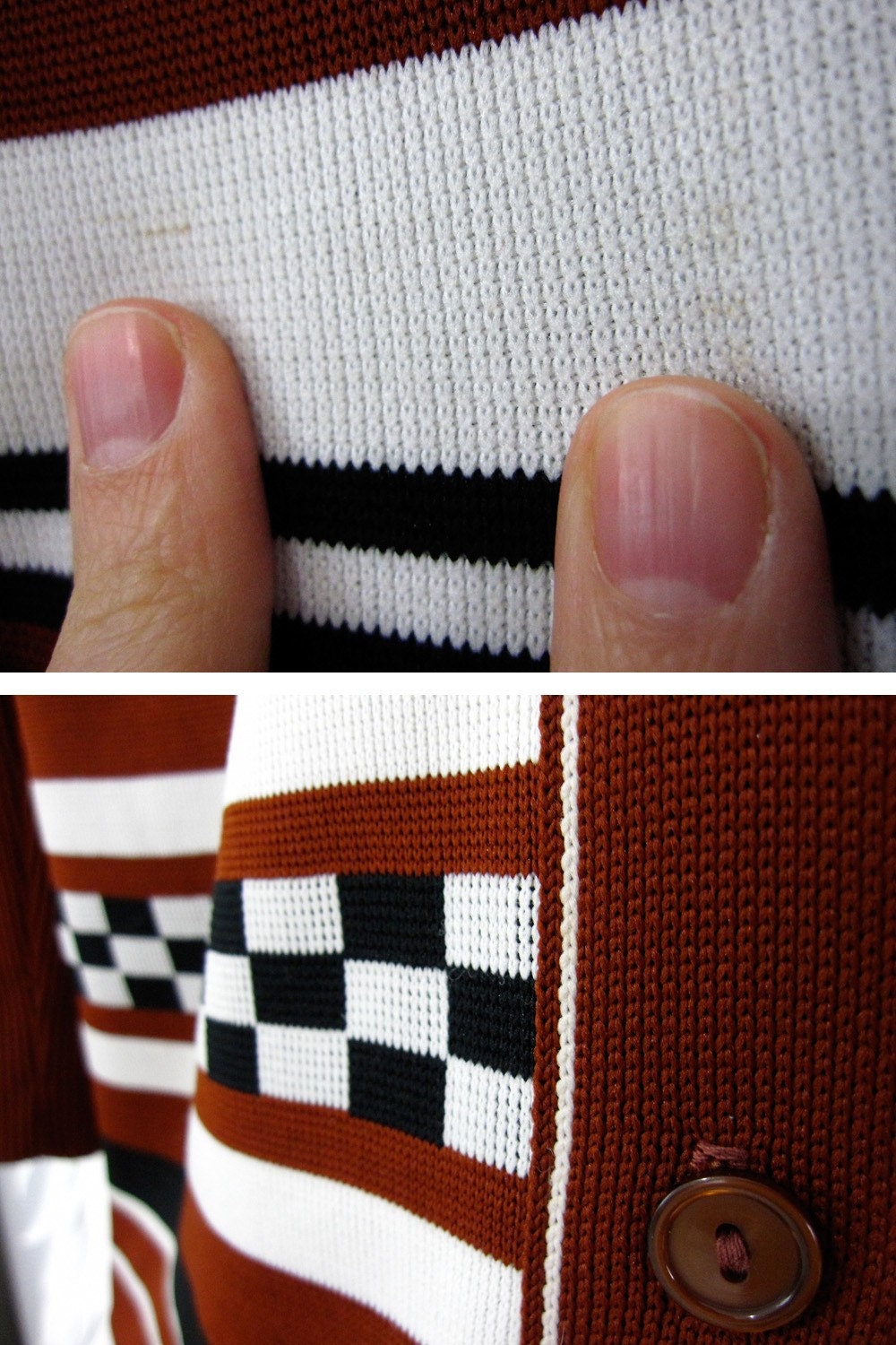 vintage CHESS TOURNAMENT striped cardigan