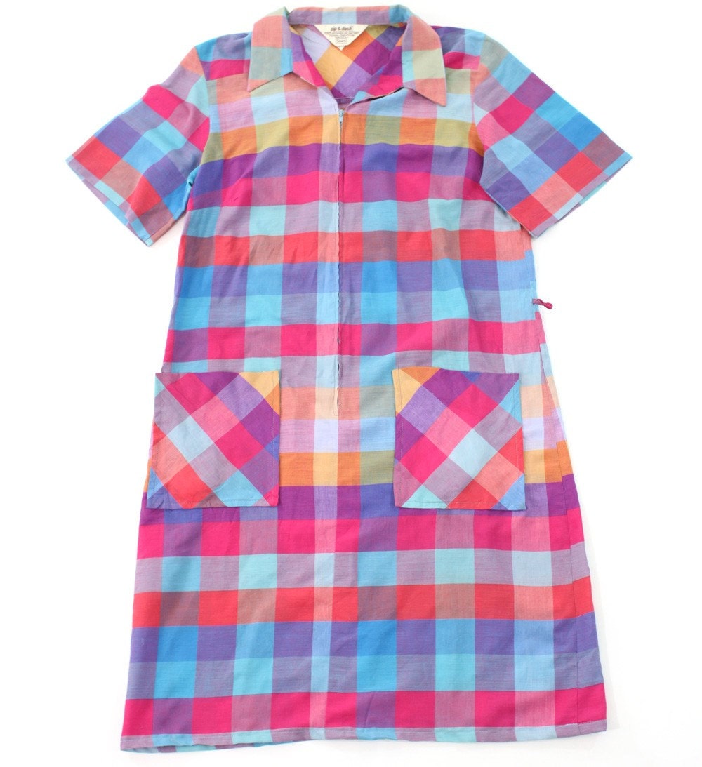 vintage 1960's soft MADRAS pocket dress