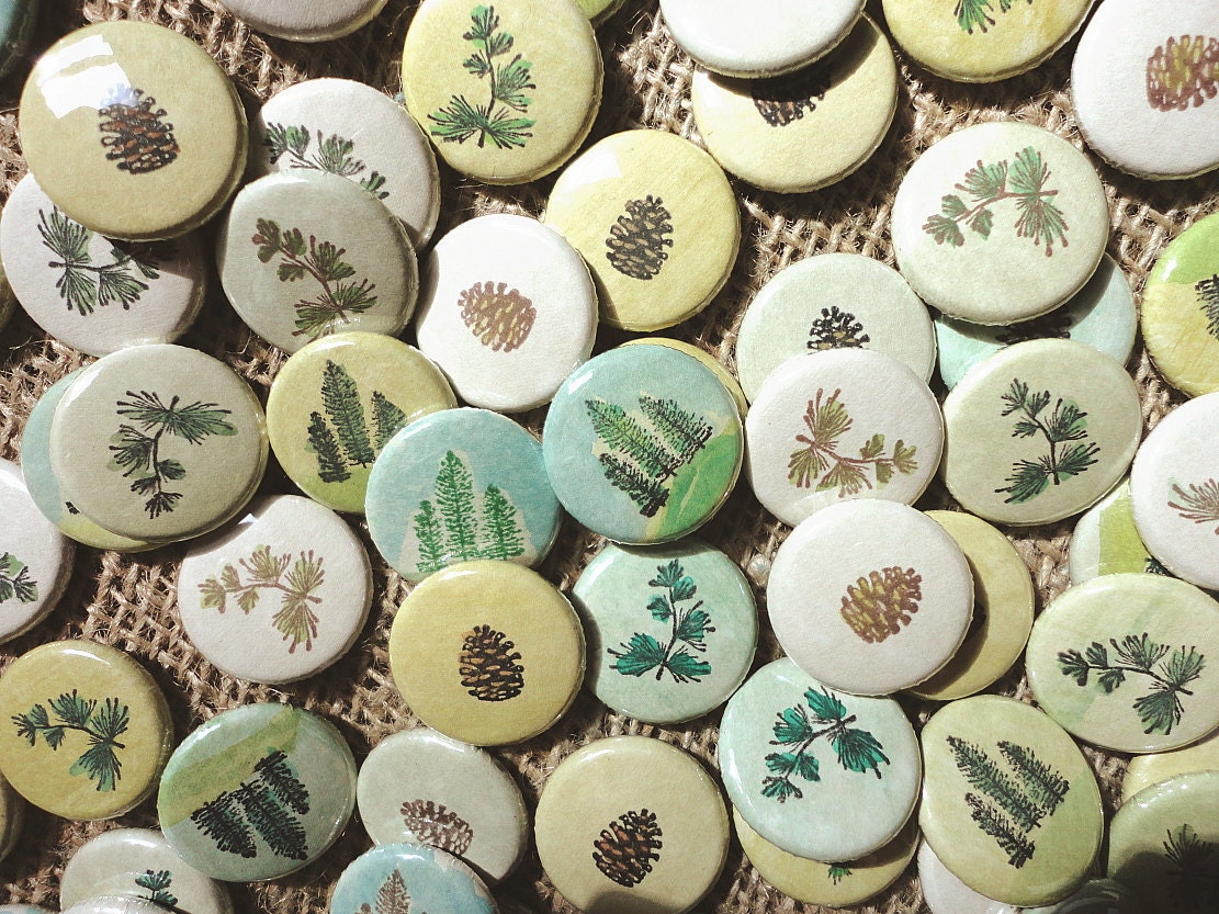 Wedding Favors -evergreen, evertrue -100 Handmade 1 Inch Pinback Buttons