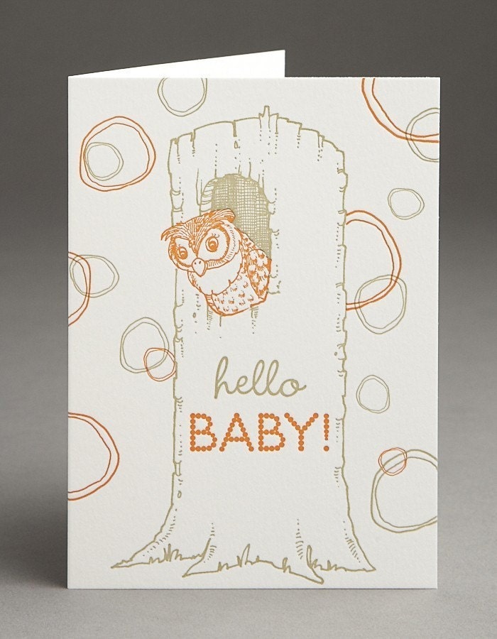 Hello Baby Owl - Letterpress Card