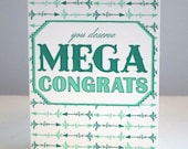 Mega Congrats - Letterpress Greeting Card