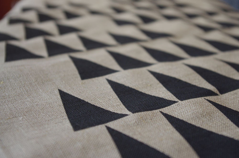 Linen 'Tree Towel' (charcoal on natural)