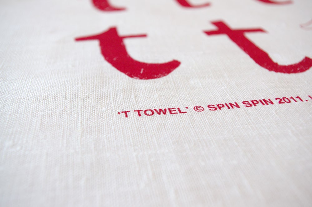 Linen 'T Towel' (Red on White)