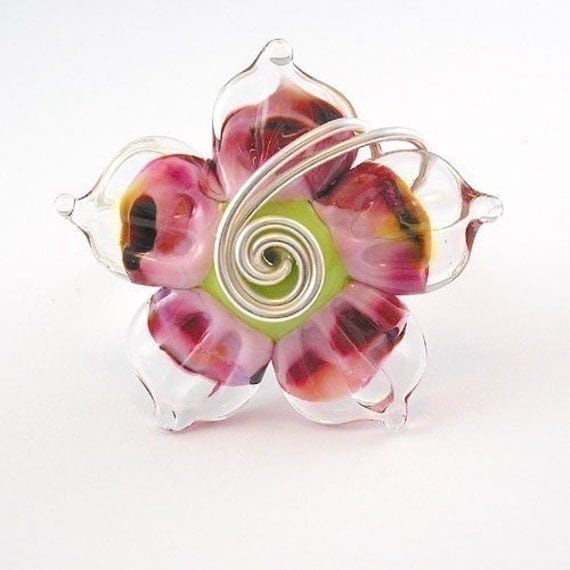 Speckle Pink Lampwork Ring - Angelfire Art Glass