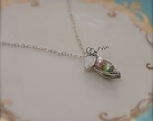 Pink and Green Pearl Pea Pod Necklace
