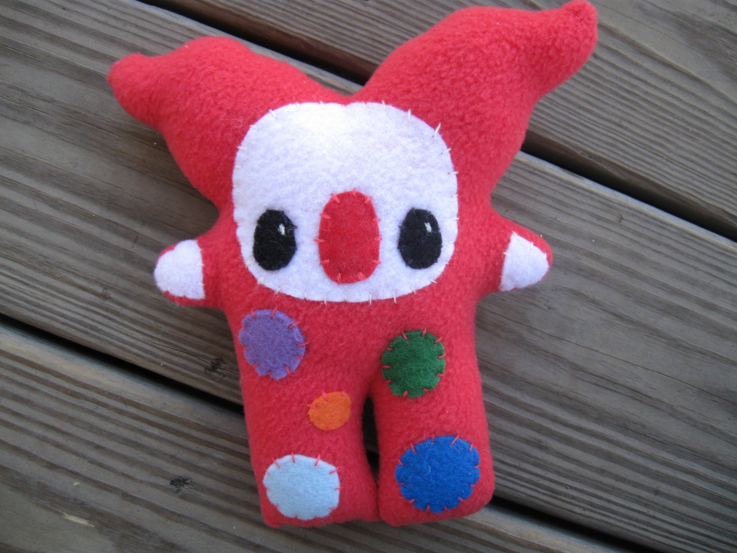 Polka dot plush CLOWN scarlet RED
