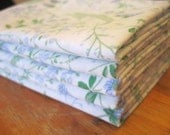 Reclaimed Sheety Fabric, Blue and Green with Berries and Flowers Extra Wide Yardage