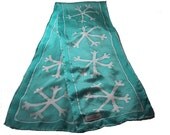 hand painted silk snowflake scarf - cobalt/royal blue