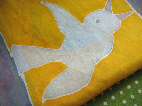 silk scarf with hand painted birds