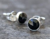 sterling silver and melanite garnet stud earrings