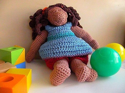 Black Doll in cotton crochet. Artist Doll. Girly Playtime. OOAK