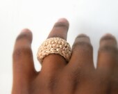 In Gold Simple Wedding Band. Crochet Jewelry.  Golden Metallic Crochet
