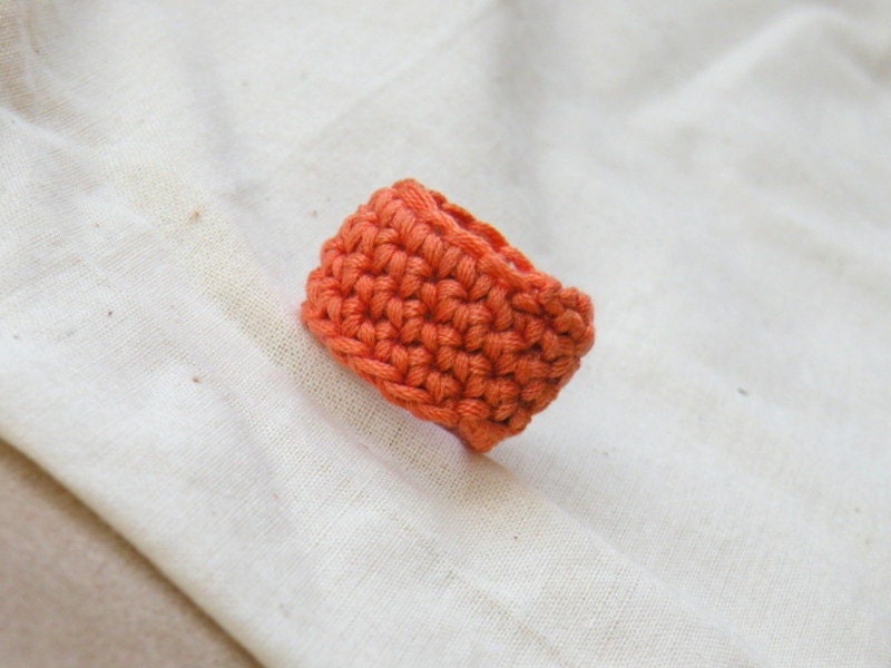 Simple Crochet Ring Band. Crochet Jewelry. Burnt Orange