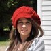Red Crocheted Hat - Cranberry Red Hat- Crocheted Newsboy Hat