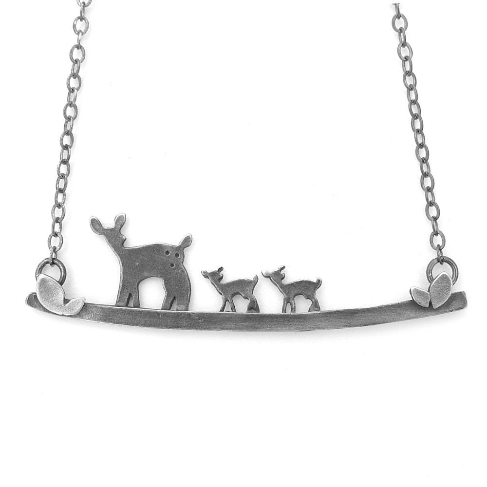 Fawn Family Necklace w/ 2 babies
