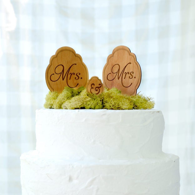 MRS. & MRS.  Wooden Keepsake Cake Topper