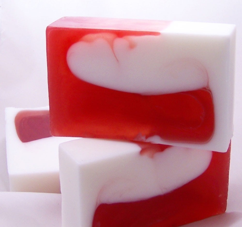 Handmade Glycerin Soap - Red and White Peppermint Twist