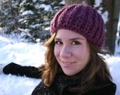 Chunky Knit Dusty Rose Woman's Winter Hat, Beanie, Cloche, Beret, Tam