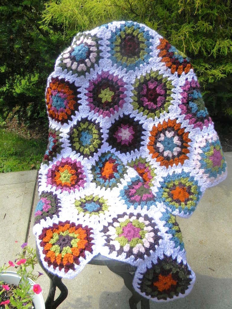 Crochet Baby Afghan Blanket - Multi-colored Hexagon