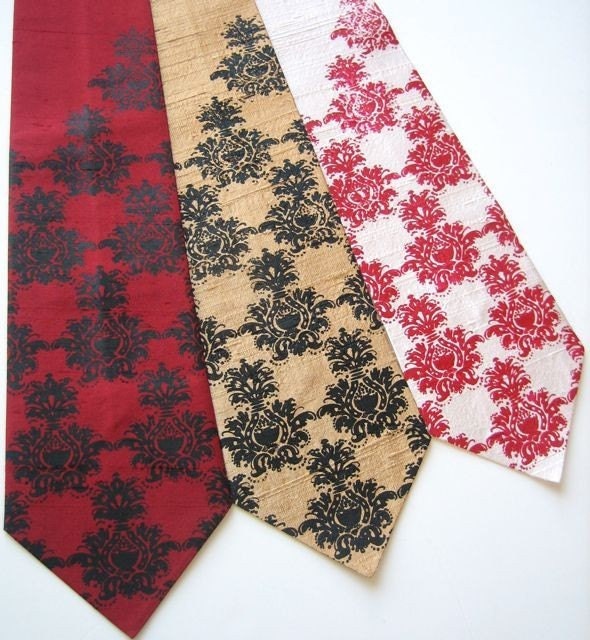 Wallpaper Heart Damask Silk Tie