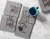 coffee coaster set - coffee four ways industrial felt coasters