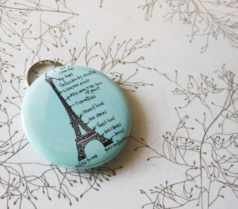romance in paris eiffel tower bottle opener keychain