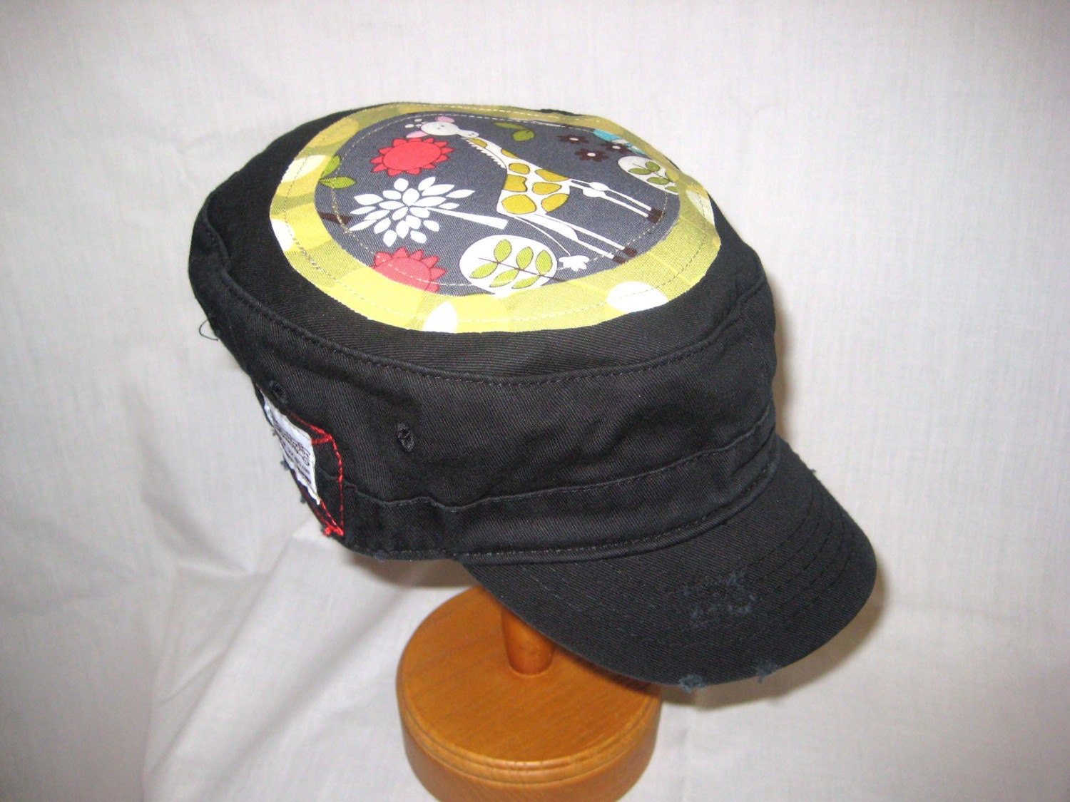 Kids Military Cap- giraffe-black