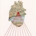 CUSTOM Embroidered Print 'One Heart' / map collage anatomical heart red thread