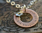 Hand Stamped And Riveted Flower Pendant EARTH laughs in Flowers