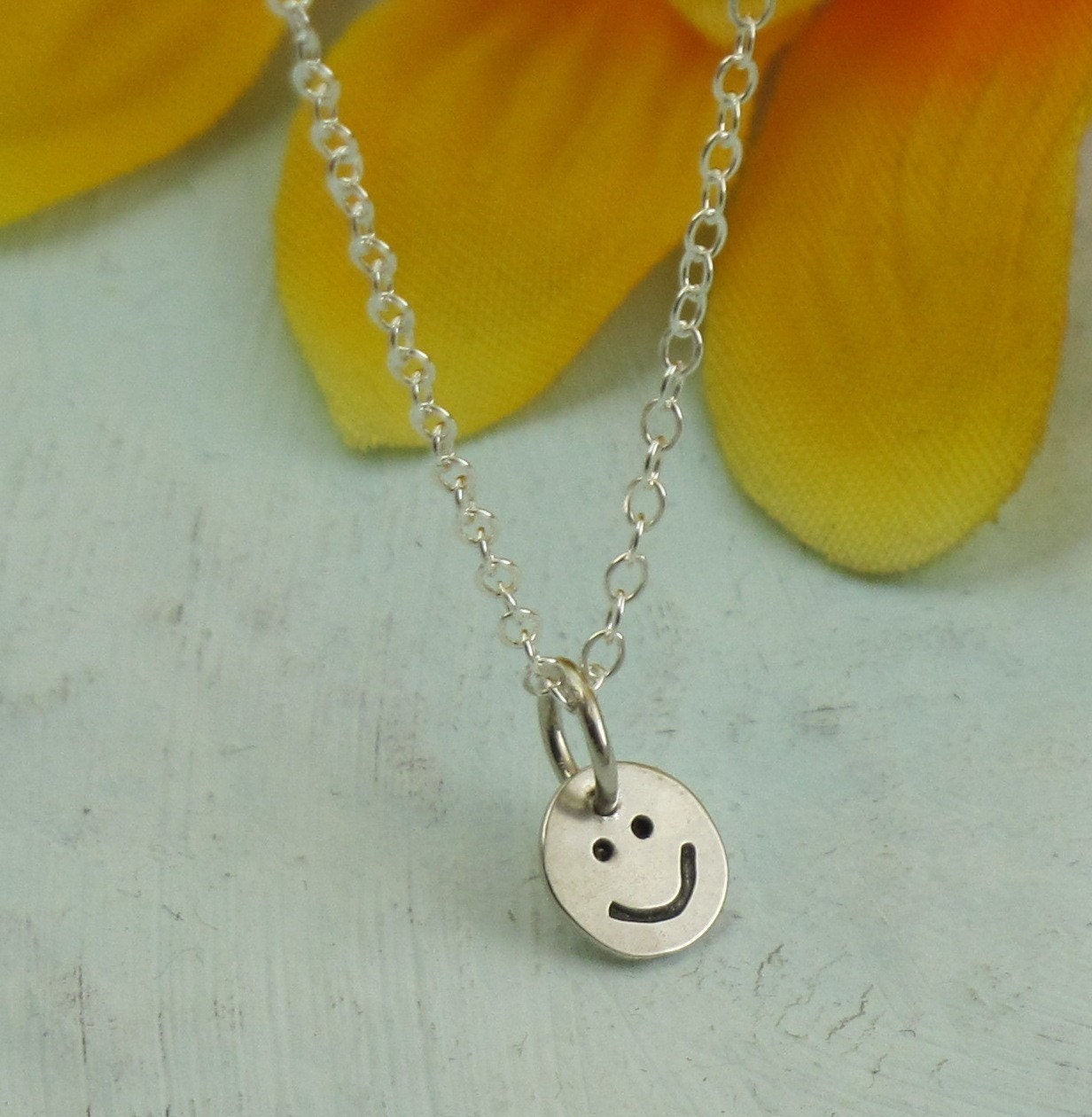Smiley Face Necklace - Les Petites Collection - in sterling silver by Kathryn Riechert