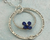 Family Tree Necklace with Flower - custom made with the names of your family - in sterling silver with enamel by Kathryn Riechert