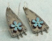 Turquoise Flower Earrings - upcycled vintage spoon earrings by Kathryn Riechert
