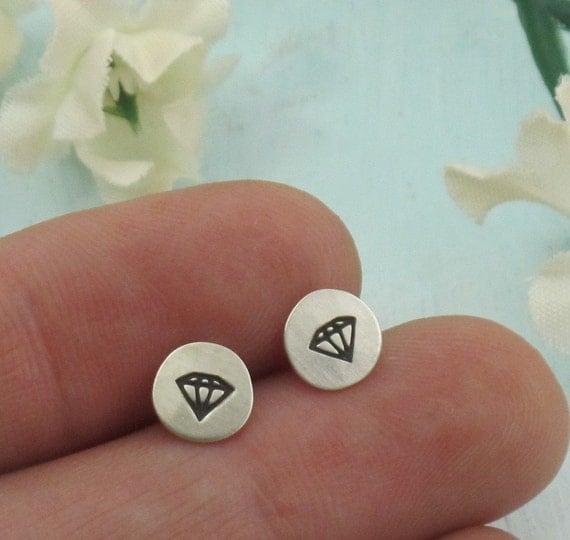 Diamond Earrings - sterling silver studs by Kathryn Riechert