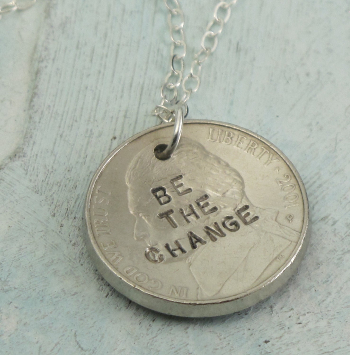 Be The Change Necklace -- sterling silver with a coin by Kathryn Riechert