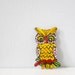 Colorful owl vintage pin enamel brooch fun happy jewelry