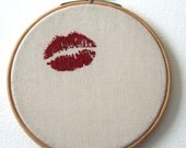 Lipstick Traces Wooden Framed Hand Embroidered Valentine Wall Hanging 