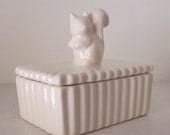 Forest Animal Squirrel Trinket Box Vintage Design in White