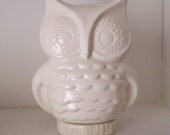 Ceramic Owl Bank Vintage Design White