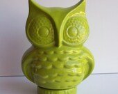 Ceramic Owl Bank Vintage Design in Apple Green