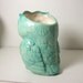 Ceramic Tiki Owl Planter Vintage Design in Aqua Blue