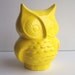 Ceramic Owl Planter Vintage Design Lemon Yellow