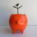 Ceramic Pig Planter Vintage Design in Lemon Yellow