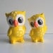 Ceramic Love Owl Figurines Vintage Design in Yellow