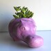 Ceramic Hippo Planter Vintage Design Lavender