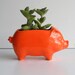Ceramic 60s Mini Desk Pig Planter Vintage Design in Orange