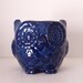 Ceramic Mini Owl Desk Planter Vintage Design in Navy